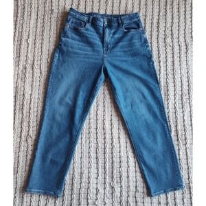 American Eagle Mom Jean 14 Regular  Medium Wash Denim Straight Leg Jeans Stretch